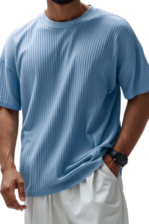 Men's Round Neck Casual Pit Solid Color Short-sleeved T-shirt