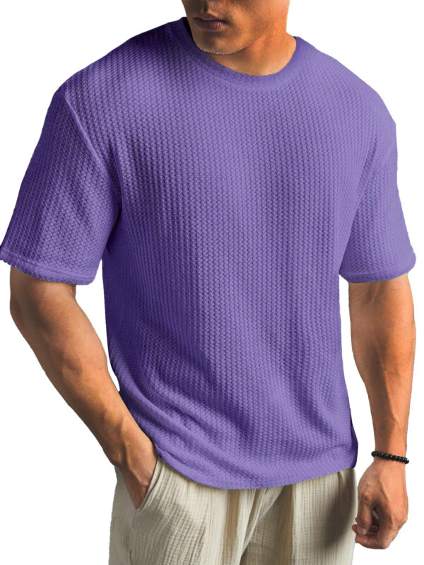 Fashionable Waffle Fabric Round Neck Short-sleeved Bottoming T-shirt
