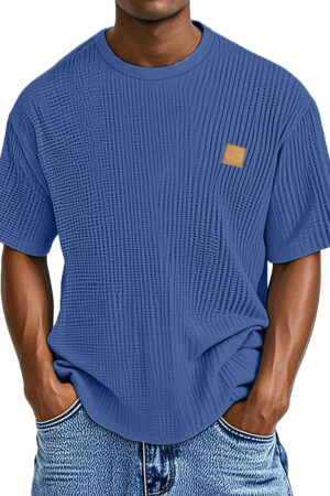Men's Casual Simple Waffle Loose Short Sleeve T-shirt