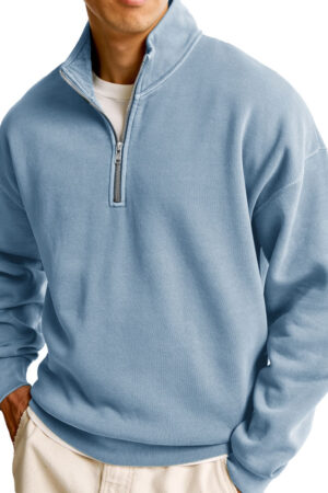Men's Fashionable Casual Half-Zip Stand Collar Long-Sleeved Sweatshirt