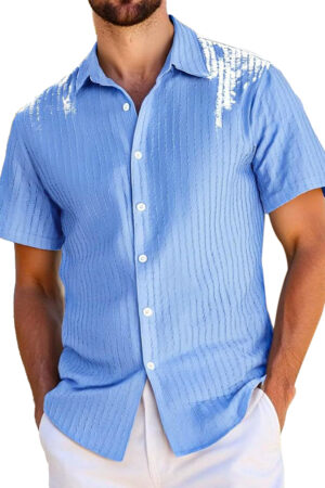 Men's Everyday Casual Textured Short-sleeved Lapel Shirt