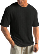 Fashionable Waffle Fabric Round Neck Short-sleeved Bottoming T-shirt