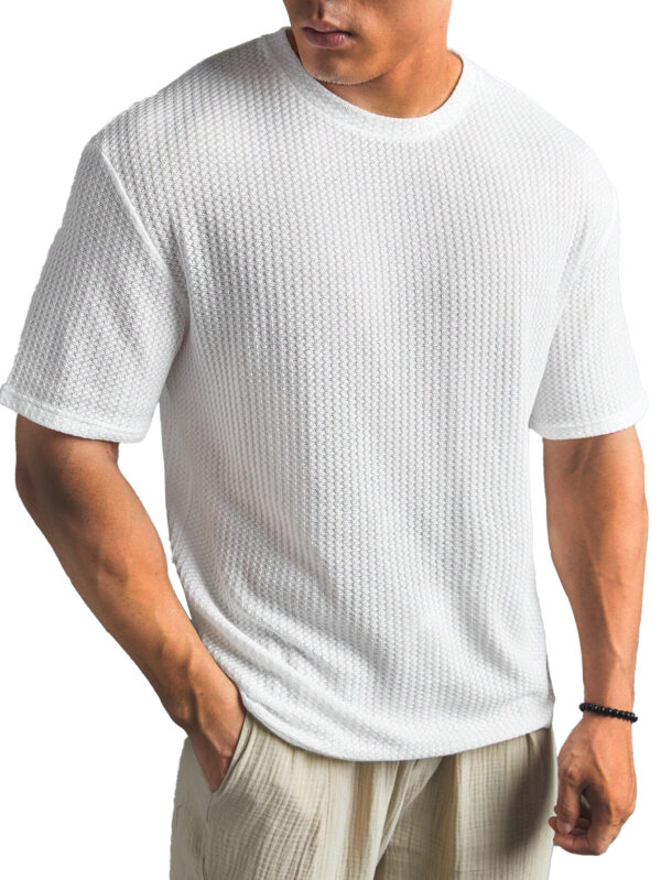 Fashionable Waffle Fabric Round Neck Short-sleeved Bottoming T-shirt