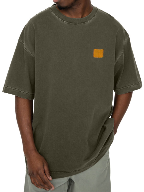 Men's 100% Cotton Vintage Washed Distressed Logo Loose Everyday Short-sleeved T-shirt - Image 7