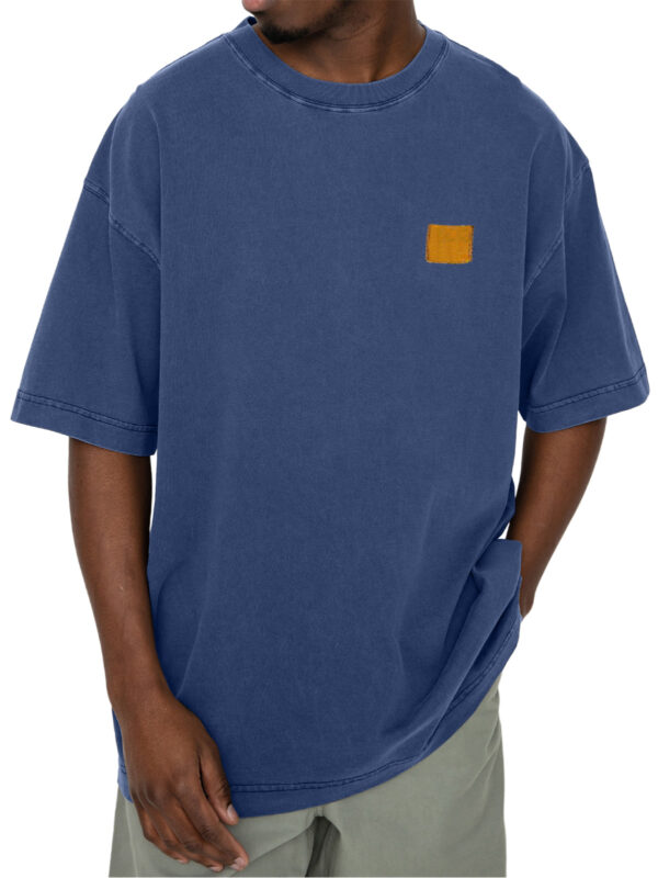 Men's 100% Cotton Vintage Washed Distressed Logo Loose Everyday Short-sleeved T-shirt - Image 3
