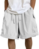 Men's Multi-Pocket Cargo Shorts Breathable Loose Drawstring Quick Drying Shorts with Side Pockets