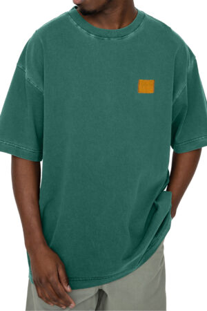 Men's 100% Cotton Vintage Washed Distressed Logo Loose Everyday Short-sleeved T-shirt