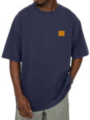 Men's 100% Cotton Vintage Washed Distressed Logo Loose Everyday Short-sleeved T-shirt