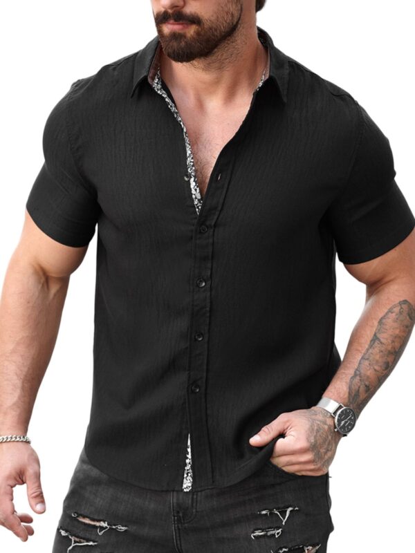 Men's Retro Casual Floral Loose Short Sleeve Shirt - Image 3