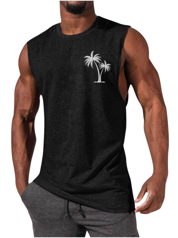 Men's Hawaiian Coconut Print Casual Comfort Sleeveless T-Shirt
