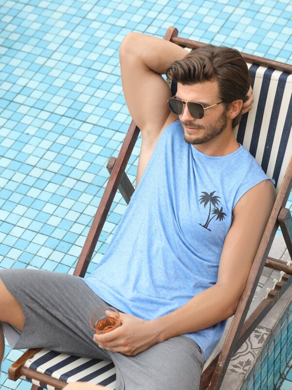 Men's Hawaiian Coconut Print Casual Comfort Sleeveless T-Shirt