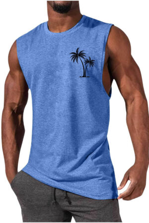Men's Hawaiian Coconut Print Casual Comfort Sleeveless T-Shirt