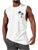 Men's Hawaiian Coconut Print Casual Comfort Sleeveless T-Shirt