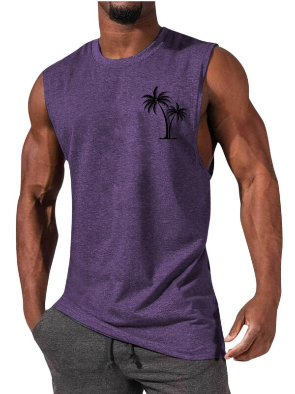 Men's Hawaiian Coconut Print Casual Comfort Sleeveless T-Shirt