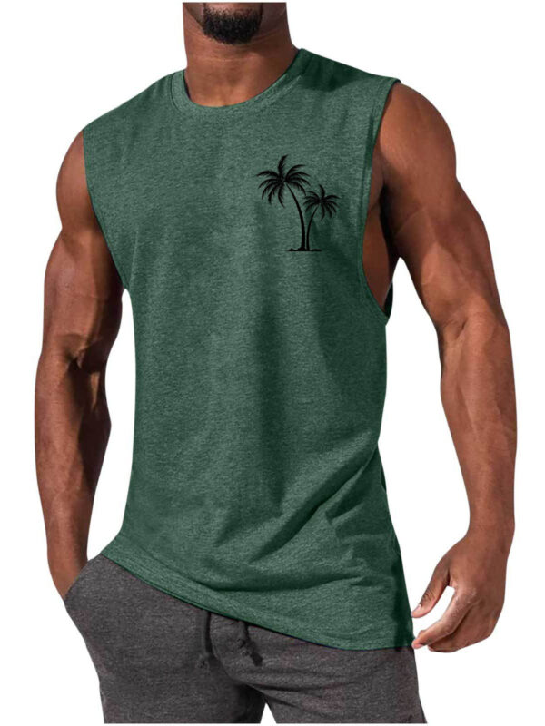 Men's Hawaiian Coconut Print Casual Comfort Sleeveless T-Shirt