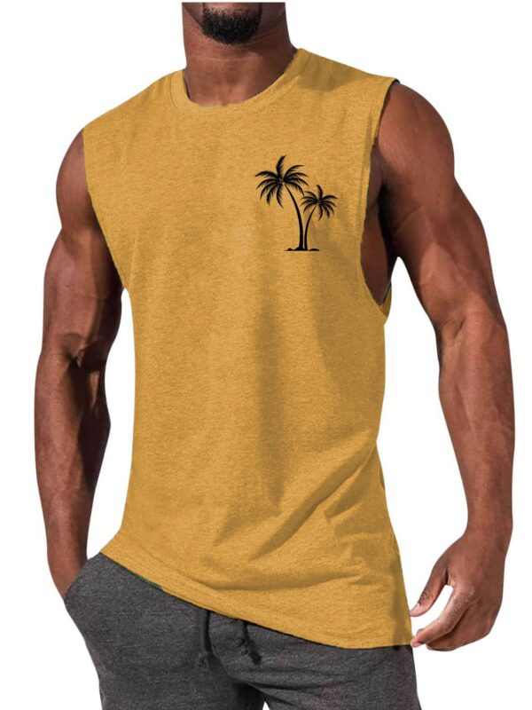 Men's Hawaiian Coconut Print Casual Comfort Sleeveless T-Shirt